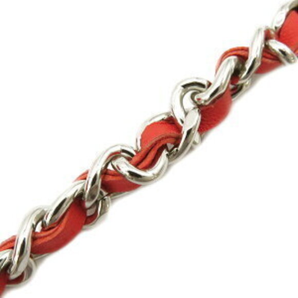 Chanel chain Shoulder Bag red coral leather pocket pochette classic - Picture 9 of 11